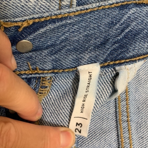 PacSun High Waisted Straight Ripped Distressed Button-fly Cotton Denim Jeans 23 - Picture 11 of 17